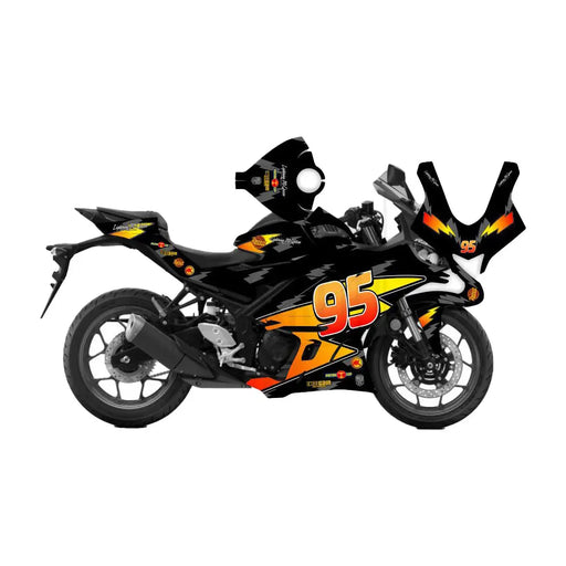 Black Lightening McQueen Yamaha R3 Decal Graphic Kit for Yamaha R3 R25 2019-2022 Bikerz Kingdom