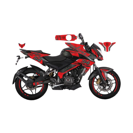 Bajaj Pulsar 2014 - 2022 NS200 Red Naked Sport Sticker Kit Decal Wrap Set Bikerz Kingdom