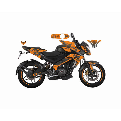 Bajaj Pulsar 2014 - 2022 NS200 Orange Naked Sport Graphic Kit Decal Wrap Set Bikerz Kingdom