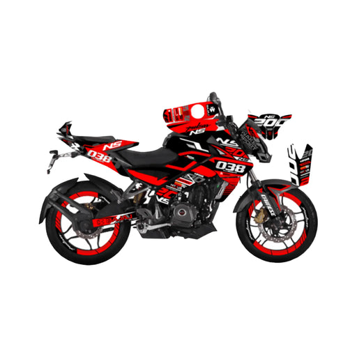 Bajaj Pulsar 2014 - 2022 NS200 Red Flou Graphic Kit Decal Wrap Set Bikerz Kingdom